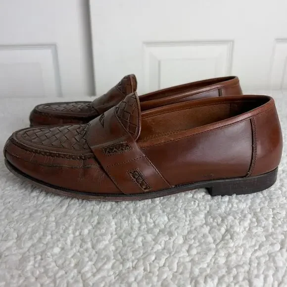 Florsheim Loafers Brown Leather Rattan Slip On Size 10.5 D 11242 - Picture 1 of 9